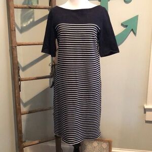 Gap navy/white stripped dress w/exposed zipper